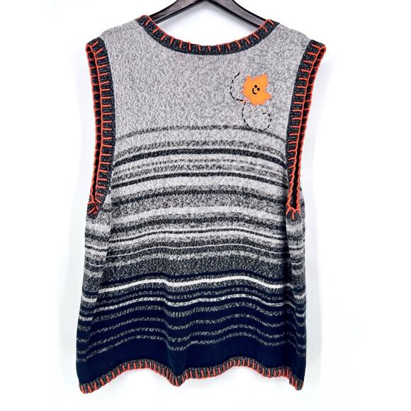 Vintage Liz & Me Knit Sweater Vest Halloween Fall Ghost Pumpkins Leaves 3X 26/28 - Picture 8 of 10